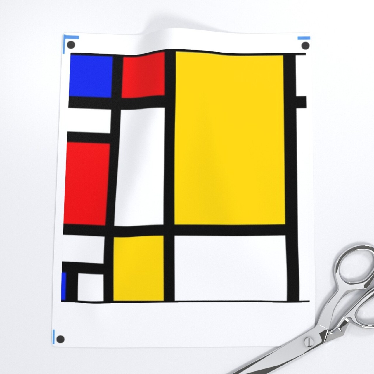 Primary Color Block Retro Geometric Bauhaus Grid Bold Custom Printed Fabric by Spoonflower Various Fabrics by the Yard or Fat Quarter